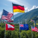 Illustration of nations in 2025 working together with renewable energy and greenery to fight climate change and inspire the world. 👉 This design highlights unity + inspiration, showing that countries can make a difference when they act together. Do you also want me to create a short text overlay suggestion (like “Together for a Greener Future”) to place on the cover image for extra impact?